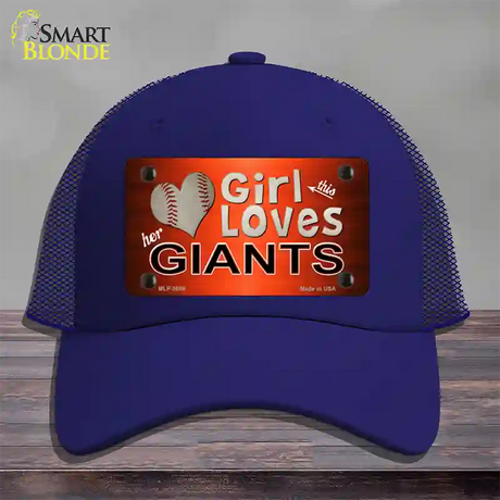 This Girl Loves Her Giants Baseball Novelty License Plate Hat Mesh / Royal Blue