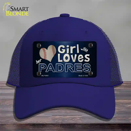 This Girl Loves Her Padres Novelty License Plate Hat Mesh / Royal Blue