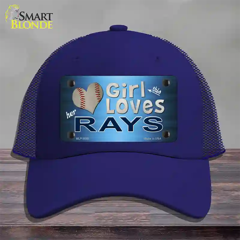 This Girl Loves Her Rays Novelty License Plate Hat Mesh / Royal Blue