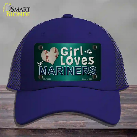 This Girl Loves Her Mariners Novelty License Plate Hat Mesh / Royal Blue