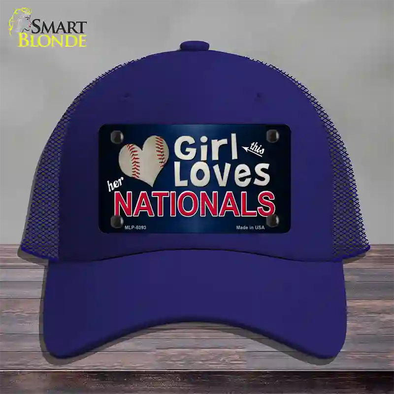 This Girl Loves Her Nationals Novelty License Plate Hat Mesh / Royal Blue