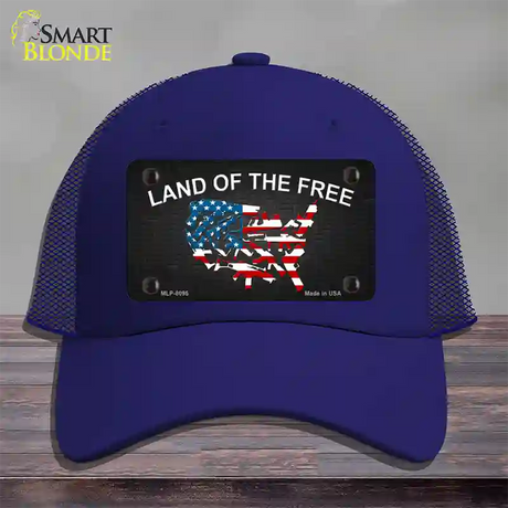 Land Of The Free Novelty License Plate Hat Mesh / Royal Blue