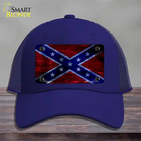 Confederate Flag Foiled Novelty License Plate Hat Mesh / Royal Blue