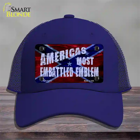 Americas Most Embattled Emblem Novelty License Plate Hat Mesh / Royal Blue