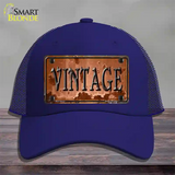 Vintage Rusty Sign Novelty License Plate Hat Mesh / Royal Blue