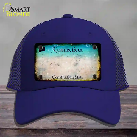 Connecticut Rusty Blank Novelty License Plate Hat Mesh / Royal Blue