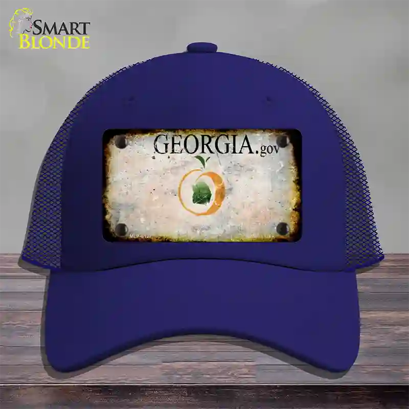 Georgia Rusty Blank Novelty License Plate Hat Mesh / Royal Blue