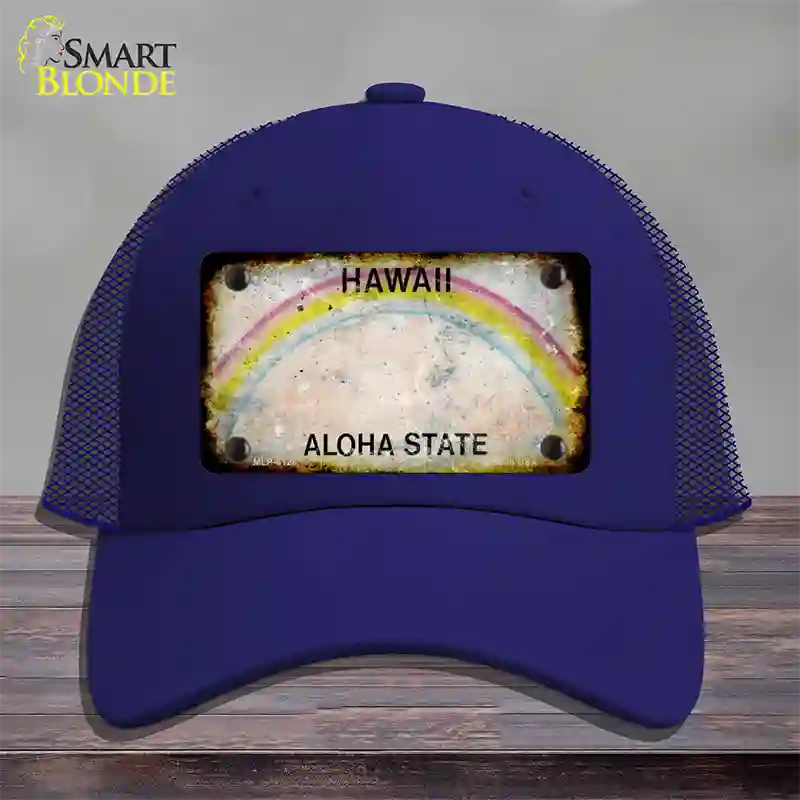 Hawaii Rusty Blank Novelty License Plate Hat Mesh / Royal Blue