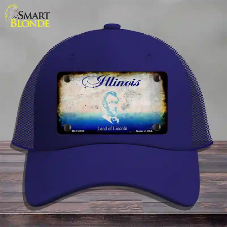 Illinois Rusty Blank Novelty License Plate Hat Mesh / Royal Blue