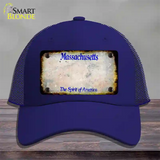 Massachusetts Rusty Blank Novelty License Plate Hat Mesh / Royal Blue