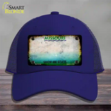 Missouri Rusty Blank Novelty License Plate Hat Mesh / Royal Blue