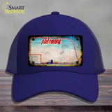 Nebraska Rusty Blank Novelty License Plate Hat Mesh / Royal Blue