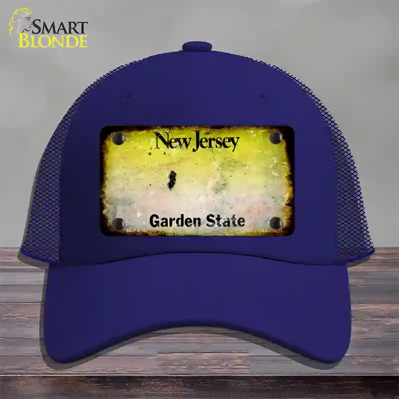 New Jersey Rusty Blank Novelty License Plate Hat Mesh / Royal Blue