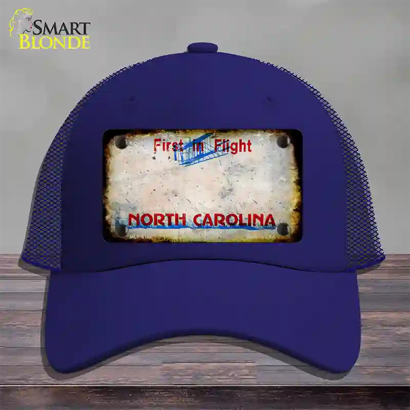 North Carolina Rusty Blank Novelty License Plate Hat Mesh / Royal Blue