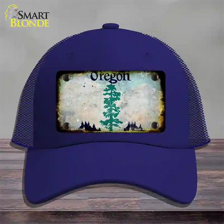 Oregon Rusty Blank Novelty License Plate Hat Mesh / Royal Blue