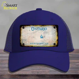 Ontario Canada Rusty Blank Novelty License Plate Hat Mesh / Royal Blue