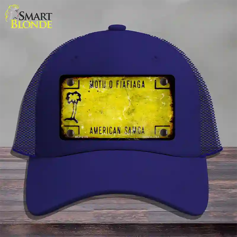 American Samoa Rusty Blank Novelty License Plate Hat Mesh / Royal Blue