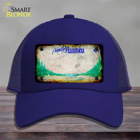 Manitoba Rusty Blank Novelty License Plate Hat Mesh / Royal Blue