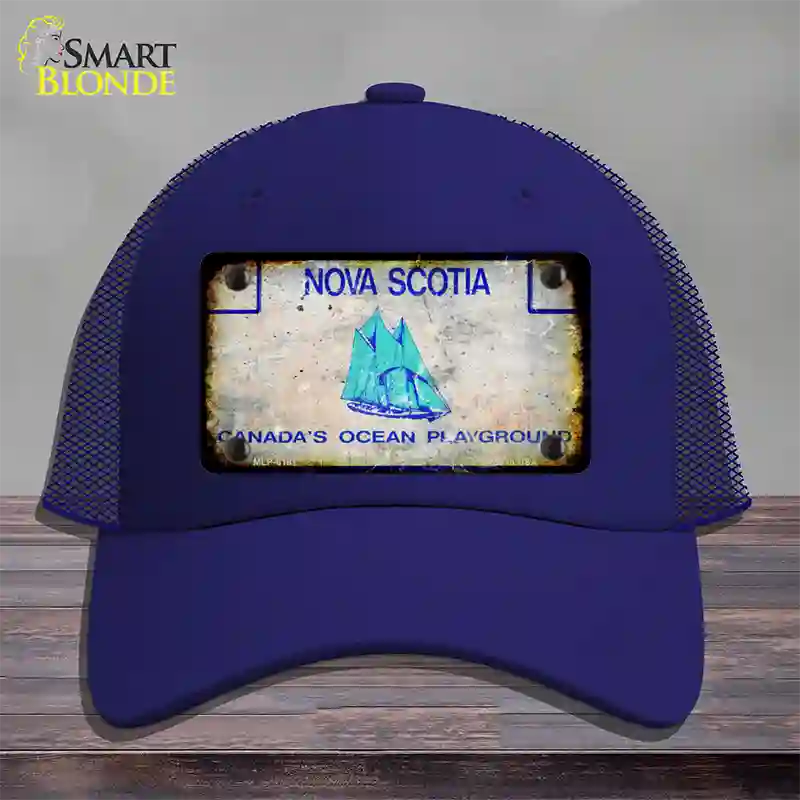 Nova Scotia Rusty Blank Novelty License Plate Hat Mesh / Royal Blue