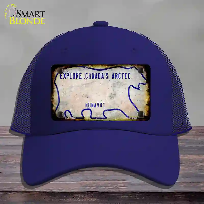 Nunavut Rusty Blank Novelty License Plate Hat Mesh / Royal Blue