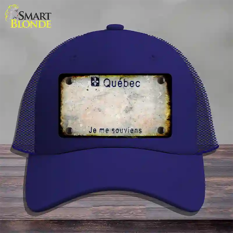 Quebec Rusty Blank Novelty License Plate Hat Mesh / Royal Blue