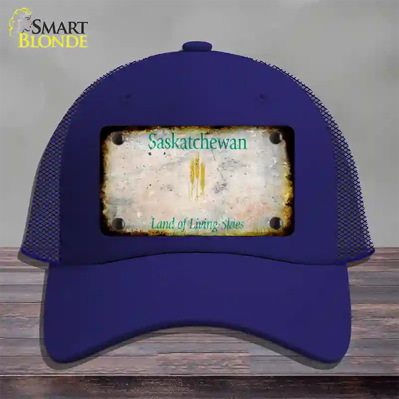 Saskatchewan Rusty Blank Novelty License Plate Hat Mesh / Royal Blue