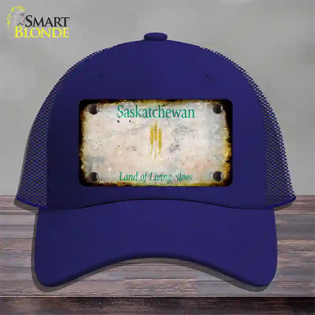 Saskatchewan Rusty Blank Novelty License Plate Hat Mesh / Royal Blue