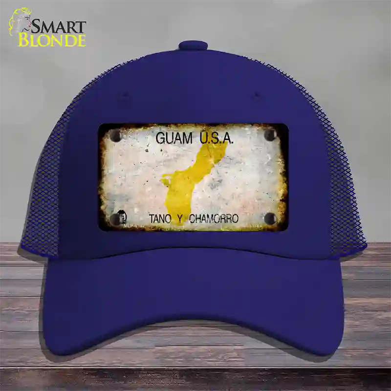 Guam Rusty Blank Novelty License Plate Hat Mesh / Royal Blue