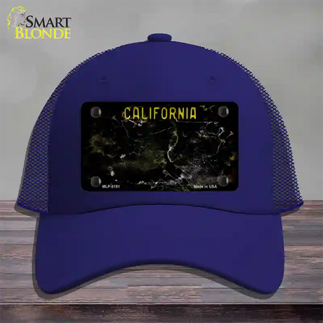 California Black Rusty Blank Novelty License Plate Hat Mesh / Royal Blue