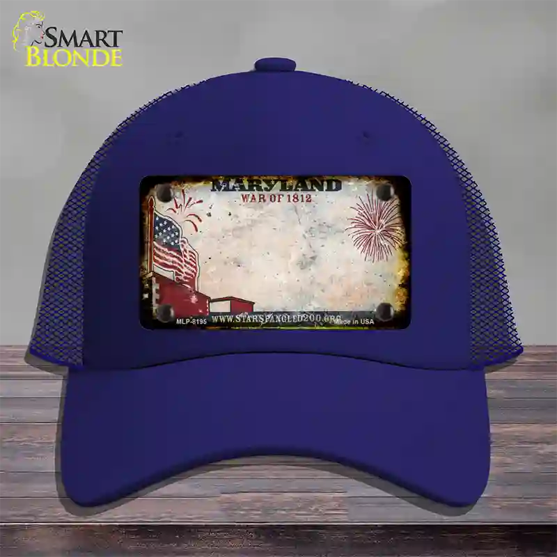 Maryland War of 1812 Rusty Blank Novelty License Plate Hat Mesh / Royal Blue