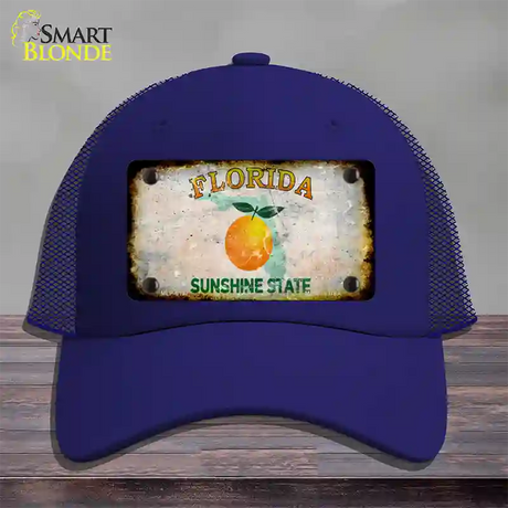 Florida Orange Rusty Blank Novelty License Plate Hat Mesh / Royal Blue