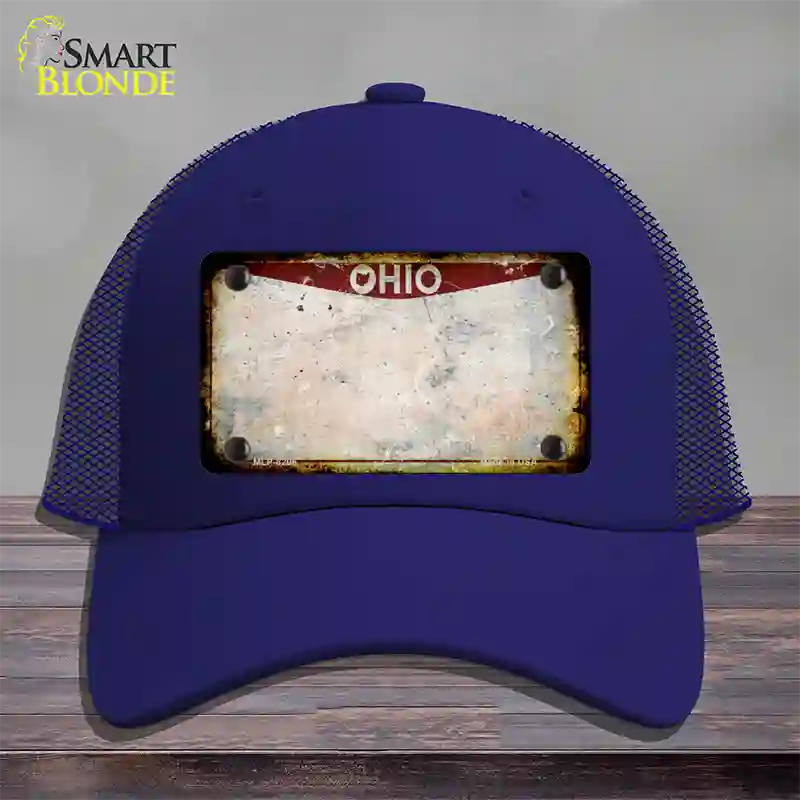 Ohio Rusty Blank Novelty License Plate Hat Mesh / Royal Blue