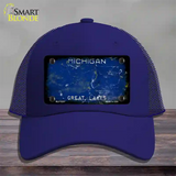 Michigan Great Lakes Rusty Blank Novelty License Plate Hat Mesh / Royal Blue