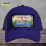 California Lake Tahoe Rusty Blank Novelty License Plate Hat Mesh / Royal Blue