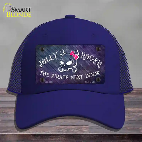 The Pirate Next Door Novelty License Plate Hat Mesh / Royal Blue