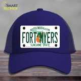 Fort Myers Florida Novelty License Plate Hat Mesh / Royal Blue