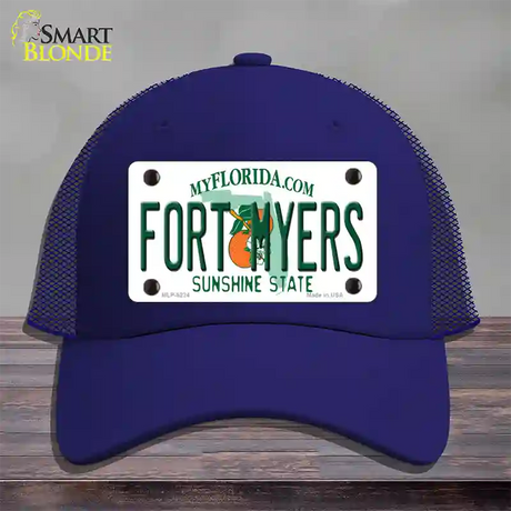 Fort Myers Florida Novelty License Plate Hat Mesh / Royal Blue