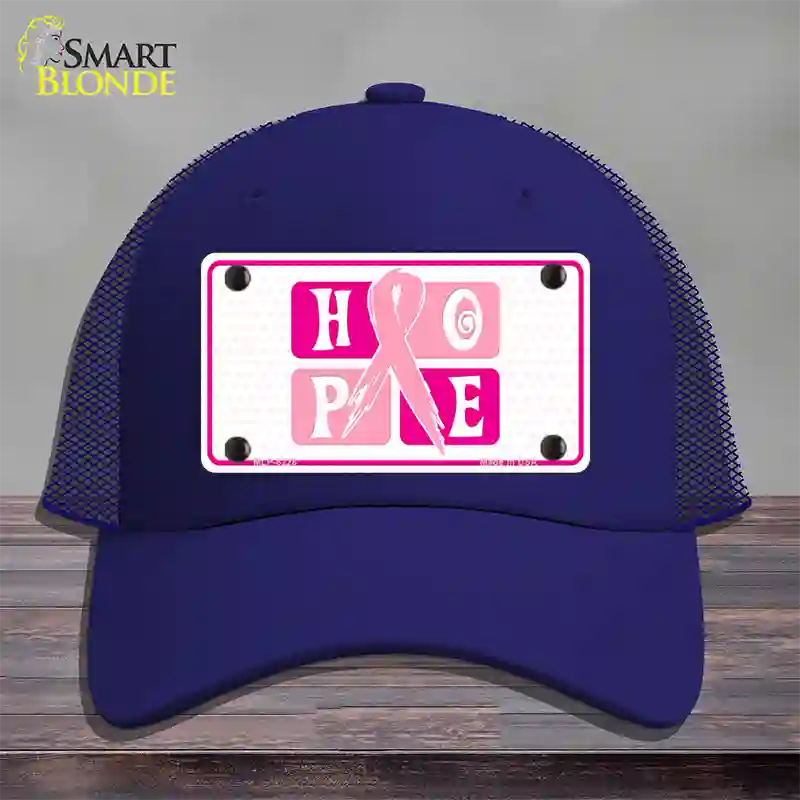 Hope Breast Cancer Ribbon Novelty License Plate Hat Mesh / Royal Blue