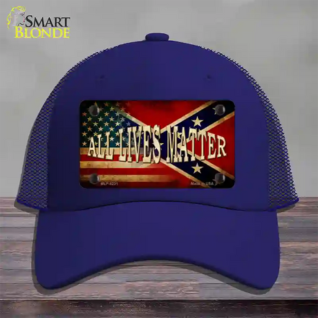 All Lives Matter Flag Novelty License Plate Hat Mesh / Royal Blue