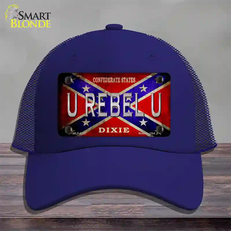 U Rebel U Novelty License Plate Hat Mesh / Royal Blue