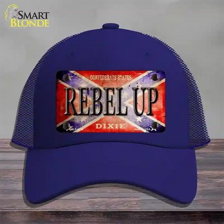 Rebel Up Novelty License Plate Hat Mesh / Royal Blue