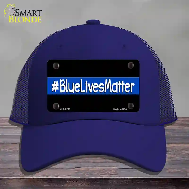 Blue Lives Matter Black Novelty License Plate Hat Mesh / Royal Blue