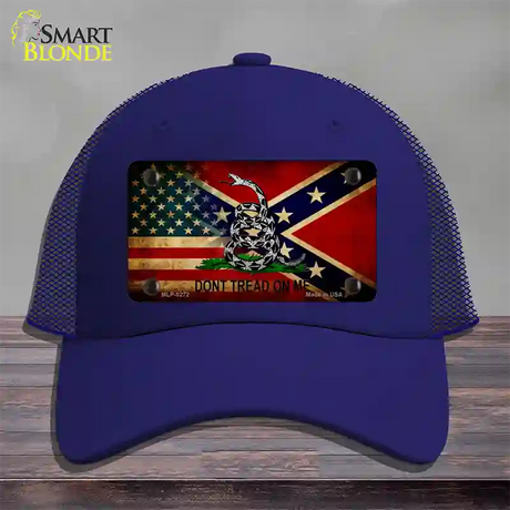 American Confederate Dont Tread Novelty License Plate Hat Mesh / Royal Blue