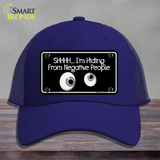 Hiding From Negative People Novelty License Plate Hat Mesh / Royal Blue