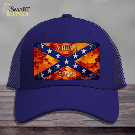 Autumn Stars Novelty License Plate Hat Mesh / Royal Blue