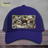 Deer On Camo Novelty License Plate Hat Mesh / Royal Blue