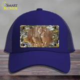 Two Deer On Camo Novelty License Plate Hat Mesh / Royal Blue