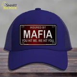 Insured By Mafia Novelty License Plate Hat Mesh / Royal Blue