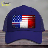 United States France Flag Fade Novelty License Plate Hat Mesh / Royal Blue