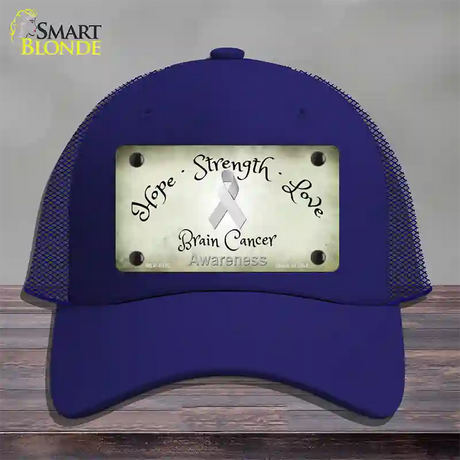 Brain Cancer Ribbon Novelty License Plate Hat Mesh / Royal Blue